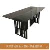 Rock marble rectangular dining table Nordic luxury industrial style desk brushed copper post-modern stainless steel table - Image 4
