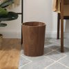 9L Garbage Bin Natural Solid Wood Round Trash Can - Image 6