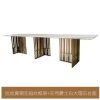 Rock marble rectangular dining table Nordic luxury industrial style desk brushed copper post-modern stainless steel table - Image 3