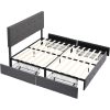 Upholstered Bed Frame Full Size with 4 Storage Drawers and Button Tufted Headboard, - Image 4