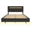 Queen Size Floating Bed Frame with LED Lights and USB Charging,Modern Upholstered Platform - Image 2