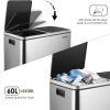Trash Can Home Zone Living 60 Liter Stainless Steel Dual Compartment - Image 5
