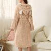 Women Robes Sleepwear Cute 3D Ear Hooded Flannel Bathrobe Soft And Warm Double Faced Velvet - Image 3