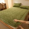 Plush Thicken Quilted Mattress Cover Warm Soft Crystal Velvet King Queen