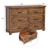 Home Modern Wooden Furniture Reclaimed Solid Wood Farmhouse 6 Drawers Wide Dresser Furniture For Bedroom Living Room Wardrobe - Image 6