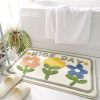 Green Leaves Flocking Bath Mat Non-slip Absorbent Microfiber - Image 8
