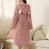 Women Robes Sleepwear Cute 3D Ear Hooded Flannel Bathrobe Soft And Warm Double Faced Velvet - Image 10