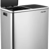 Trash Can Home Zone Living 60 Liter Stainless Steel Dual Compartment - Image 4