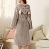 Women Robes Sleepwear Cute 3D Ear Hooded Flannel Bathrobe Soft And Warm Double Faced Velvet - Image 13