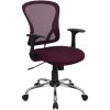 Flash Furniture Mid-Back Burgundy Mesh Swivel Task Office Chair with Chrome Base and Arms